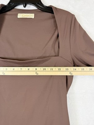 Qinsen Bodysuit Medium Womens Brown Long Sleeve Square Neck