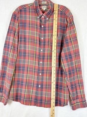J Crew Indian Madras Shirt Large Slim Fit Plaid Mens Long Sleeve Button Up