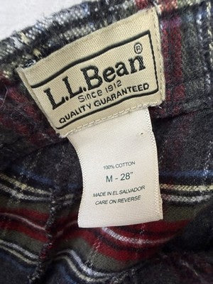 LL Bean Scotch Plaid Flannel Pajama Pants Medium 28” Mens Stewart Gray Red Plaid