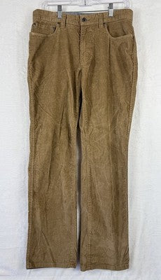 LL Bean Stretch Country Corduroy Pants 32x30 Mens Sepia Brown Straight Leg