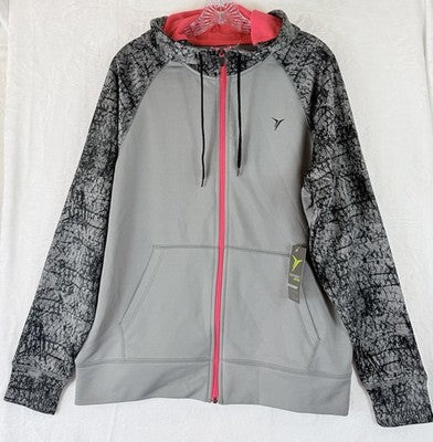Old Navy Hoodie Men Medium Activewear Gray Full Zip Jacket Sweatshirt New NWT