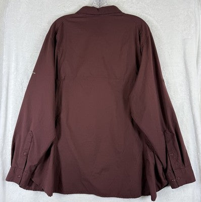 Columbia Shirt Women 3X Burgundy Long Sleeve Top Button Up Plus Size