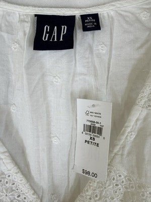 Gap Mini Dress XS Petite Women Flutter Sleeve Eyelet White Cotton Short New NWT