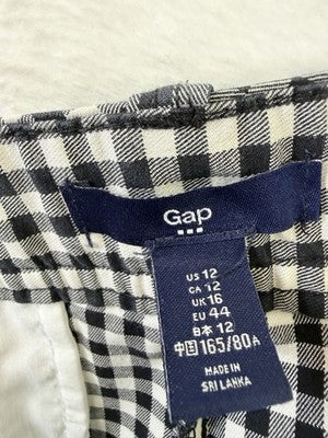 Gap Chino Shorts Womens 12 Black White Gingham Check Cotton Stretch 3” Mid Rise
