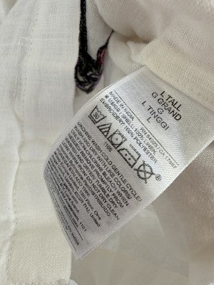 Gap Linen Shirt Womens Large Tall Long Sleeve White Button Up Embroidered New