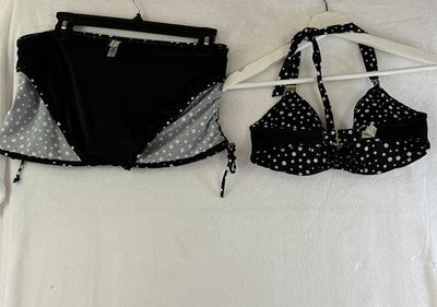Victorias Secret Bikini Set 34D Push Up Black White Polka Dot Top Bottoms