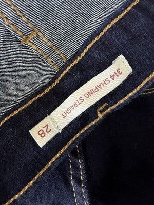 Levis 314 Shaping Straight Leg Jeans 28 Womens Dark Blue Rinse 28x28 Levi’s