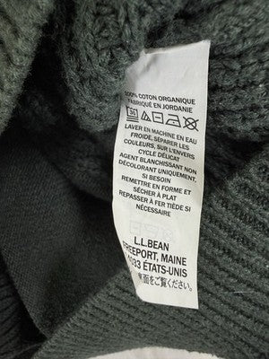 L.L. Bean Organic Cotton Waffle Full Zip Sweater Mens Large Dark Pine Green