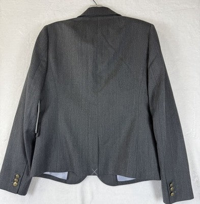 J Crew Blazer 6 Women Jacket Gray Herringbone Wool Schoolboy Ecole New Sample