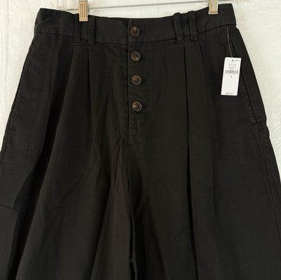 Gap X Doen Pants 8 High Rise Pleated Trousers Black Wide Leg Womens New NWT