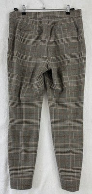Express Dress Pants 10 Womens High Rise Ankle Gray Beige Plaid 10R