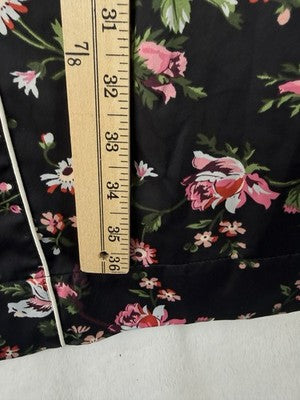 Gap Body Satin Robe Medium Large Womens Black Floral Short Belt