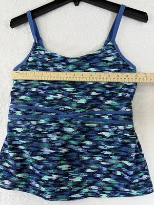 LL Bean Tankini Top 12 Swimsuit Swim Blue Womens EXC