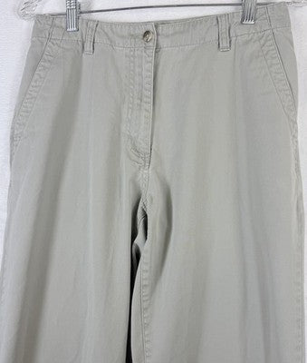LL Bean Womens 8 Khaki Pants Tan Beige Vintage 90s High Rise 100% Cotton