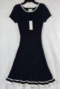 Freshman 1996 Sweater Dress Small Navy Blue Fit And Flare Short Sleeve New