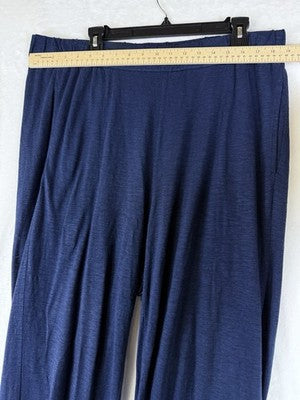Eileen Fisher Lantern Pants Large Blue Hemp Organic Cotton Pull On Knit Women