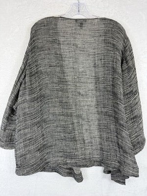 Eileen Fisher Open Front Cardigan 1X Gray Linen Blend Womens *FlawRead
