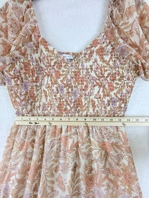 Sincerely Jules Medium Dress Floral Boho Midi Short Sleeve Cottagecore Fairycore