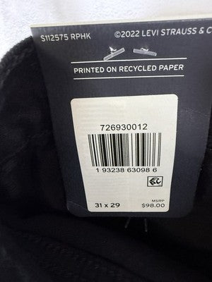 Levis Ribcage Straight Ankle Jeans 31 Womens 31x29 Black Levi’s New NWT