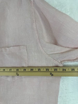 J Crew Linen Shirt Large Pink Slim Fit Button Down Long Sleeve