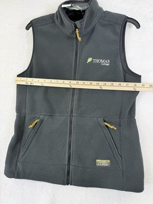 LL Bean Fleece Vest Thomas College Womens Small Gray Jacket Full Zip New NWT