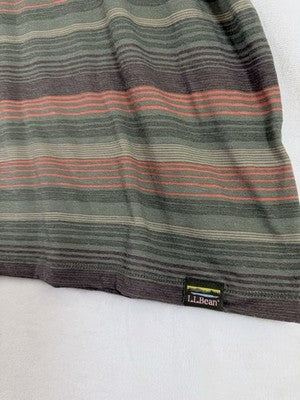 LL Bean SunSmart Polo Shirt XXXL Tall 3XL 3XLT Mens Green Short Sleeve Striped