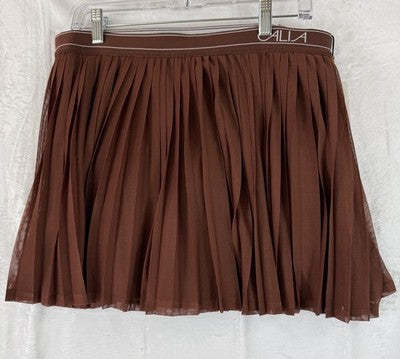 Calia Pleated Tennis Skort Large Brown Womens Skirt W/ Shorts New NWT
