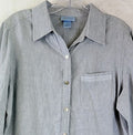 Sigrid Olsen Linen Top Medium Long Sleeve Blouse Button Up Shirt So Blue