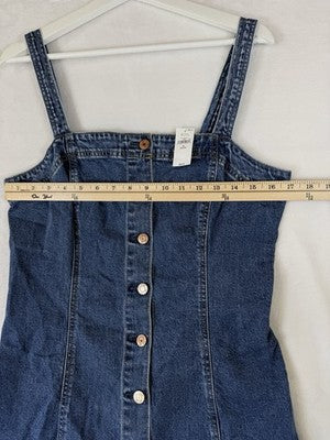 Gap Denim Mini Dress Medium Petite Womens Blue Jean Button Front Strapless New