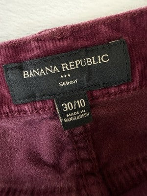 Banana Republic Corduroy Pants 30 10 Womens Burgundy Red Purple Mid Rise