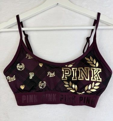 Victoria Secret Pink Sports Bra Small Burgundy Womens
