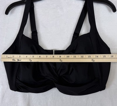 Lands End Bikini Top 16 DDD Black Twist Front Underwire Swim Swimsuit Women