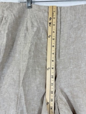 Talbots Southampton Pants 16 100% Linen Beige Straight Leg Womens