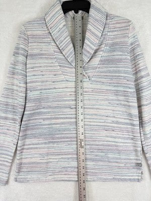 T By Talbots XS Top Fleece Space Dye Wrap Neck Pullover Long Sleeve