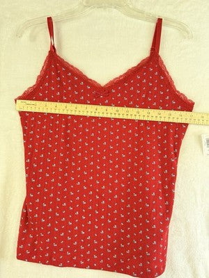 Gap Body Pajama Top Large Tall Women PJ Tank Cami Red Floral Pointelle New