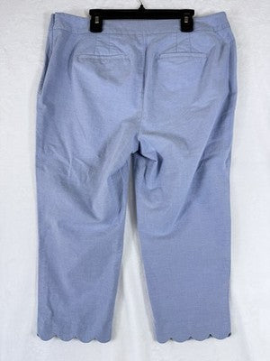 Talbots Chatham Crop Pants 10 Petite Women Scalloped Hem Blue Cotton Stretch 10P