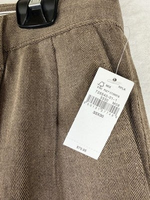 Gap Linen Blend Dress Pants 33x30 Mens Brown Herringbone 90s Loose Pleated New