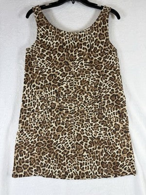 Gap Denim Mini Dress Small Petite UltraSoft Leopard Print Sleeveless A Line New