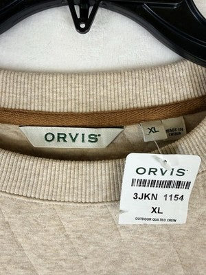 Orvis Sweatshirt Women XL Quilted Beige Pullover Top Long Sleeve New NWT