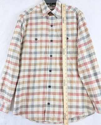 Orvis Perfect Flannel Shirt Medium Tall Plaid Button Up Blue Long Sleeve Mens