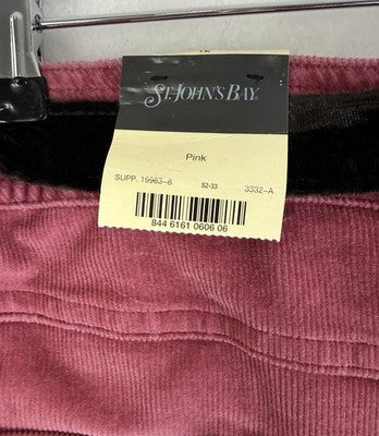 St Johns Bay Corduroy Skirt 12 Belt Pink New NWT