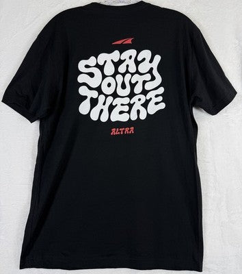 Altra Running T Shirt Men Medium Black Short Sleeve Stay Out There Crew Neck Tee