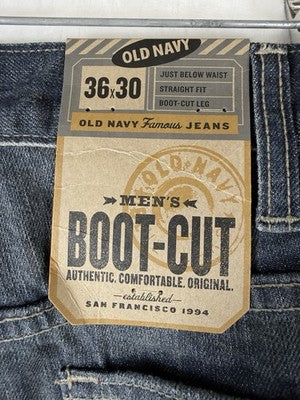 Old Navy Jeans Mens 36x30 Bootcut Y2K Deadstock Dark Blue Denim Vintage New NWT