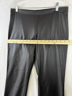 Clara Sun Woo Large Pants Black Faux Leather Pull On Womens
