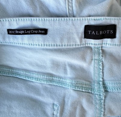 Talbots 20W Straight Leg Crop Jeans Mint Green Plus Size Womens