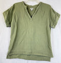 LL Bean Cloud Gauze Shirt Medium Safe Green Short Sleeve Womens Top 100% Cotton