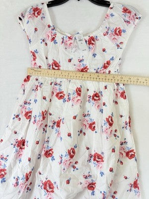 Gap Kids Babydoll Dress Large 10 White Pink Floral 100% Cotton Girls New NWT