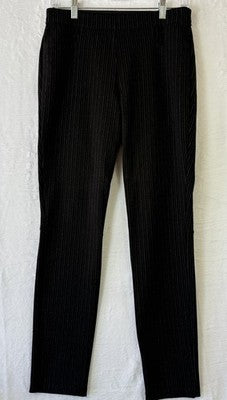 Max Studio Pants Medium Black Pinstriped Knit Pull On Striped Womens