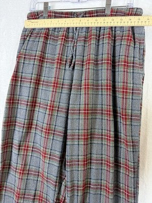 LL Bean Scotch Plaid Flannel Pajama Pants Medium Womens Gray PJ Sleep Cotton