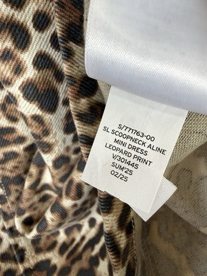 Gap Denim Mini Dress XS UltraSoft Leopard Print Sleeveless A Line Women New